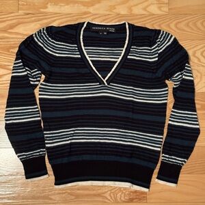 Veronica Beard Merino Wool Striped V-Neck Sweater Size XS